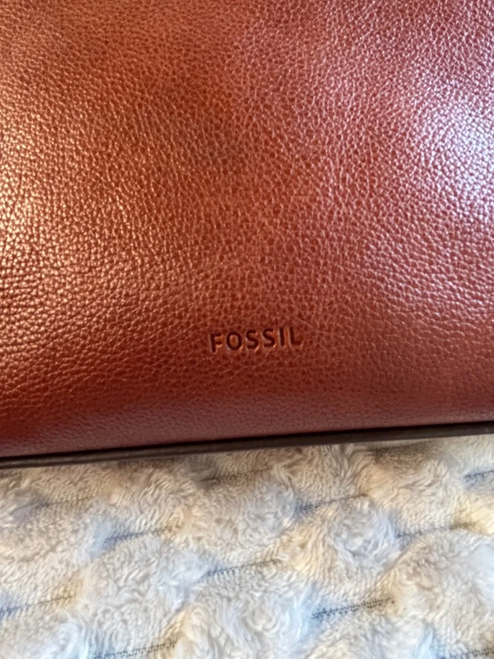 Fossil Brown Pebbled Leather Shoulder Bag Crossbody Zip Pocket